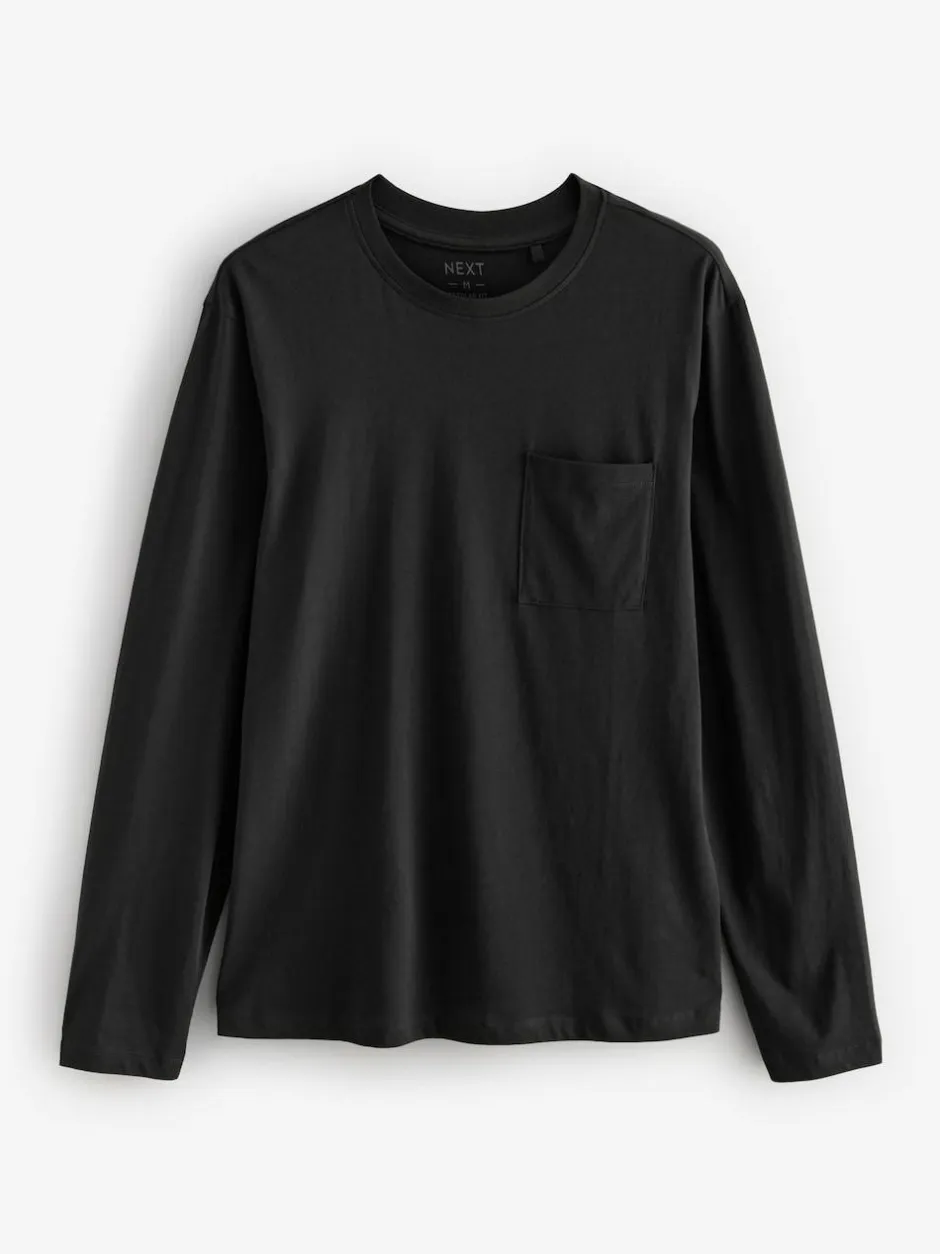 Next Black/Grey Long Sleeve Cuffed 100% Cotton Pyjamas Outlet