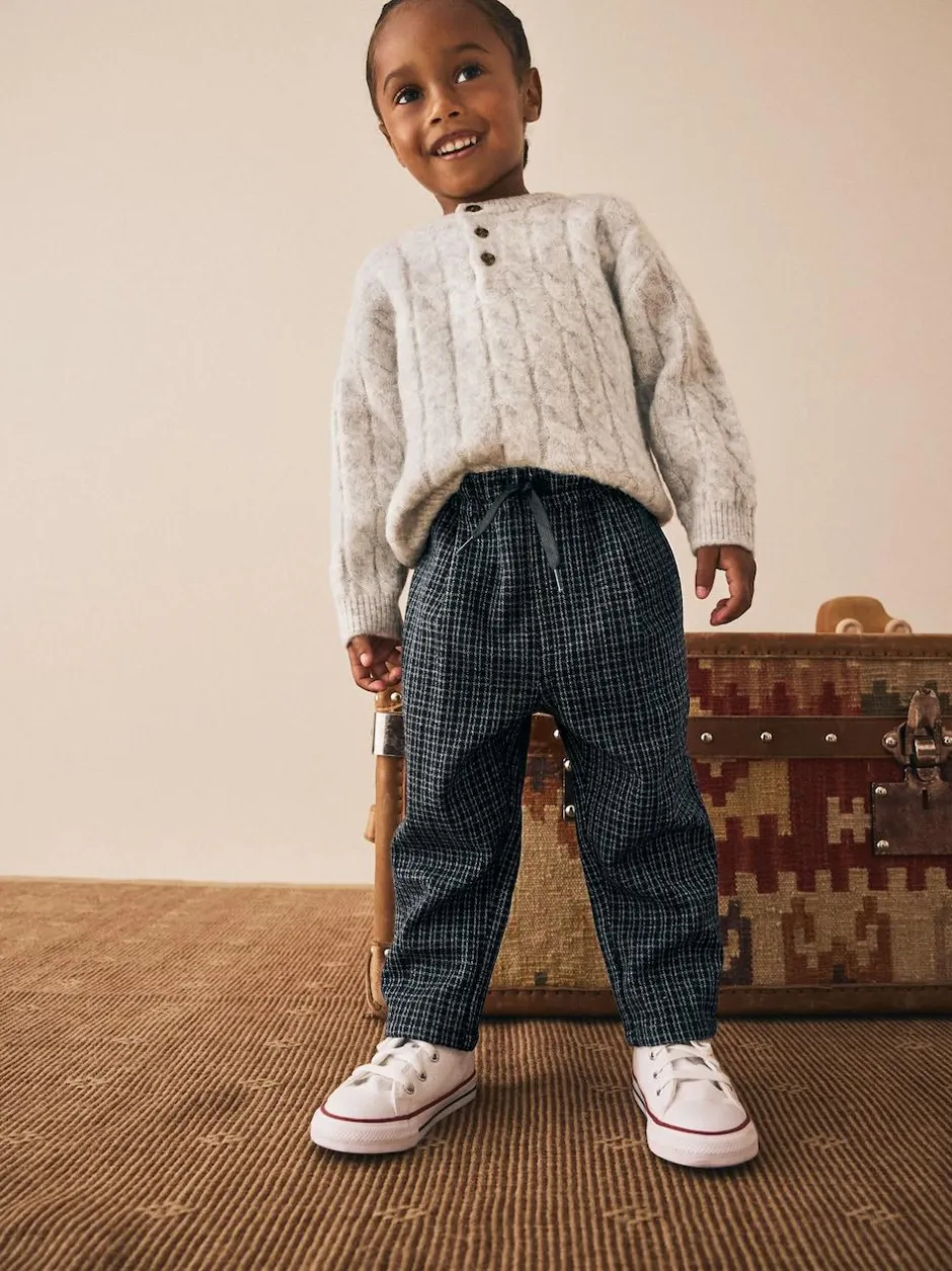 Next Pull On Smart Trousers (3mths-7yrs) Black/Grey Clearance
