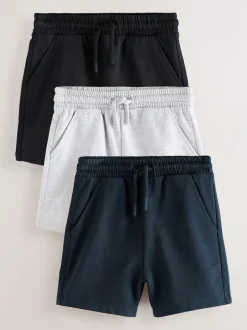 Next Jersey Shorts 3 Pack (3mths-7yrs) Black/Grey/Navy Blue Discount