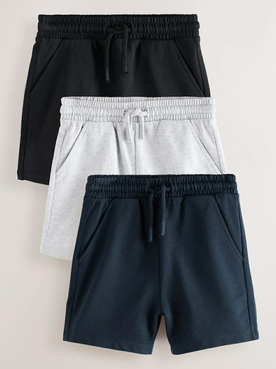 Next Jersey Shorts 3 Pack (3mths-7yrs) Black/Grey/Navy Blue Discount