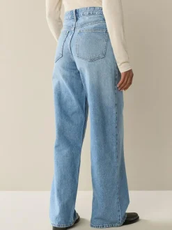 Next Wide Leg Jeans 2 Pack Black/Mid Blue Sale