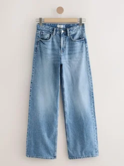 Next Wide Leg Jeans 2 Pack Black/Mid Blue Sale