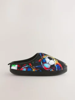 Next Black/Multi Football Slipper Mules