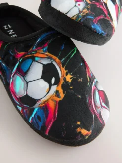 Next Black/Multi Football Slipper Mules