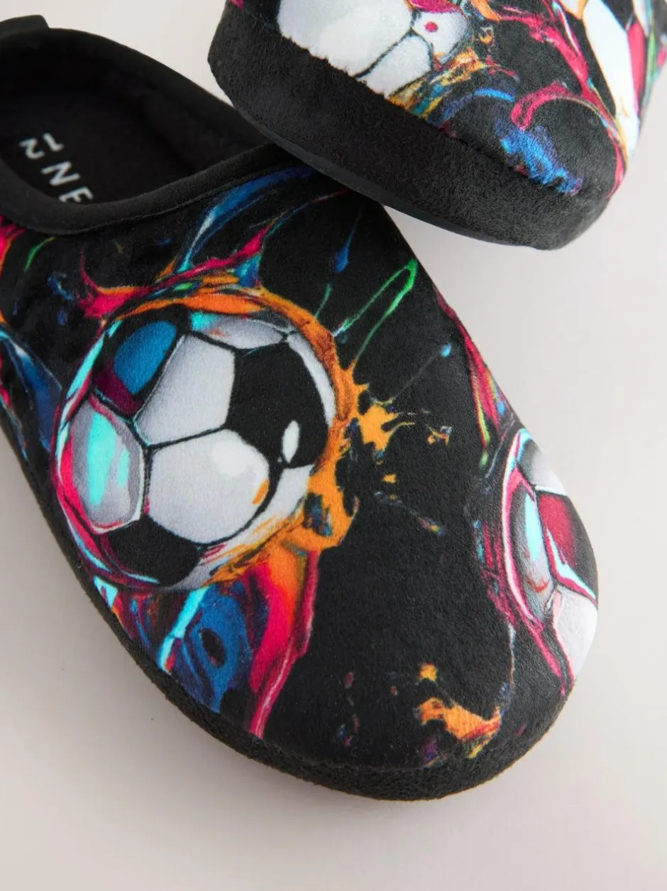 Next Black/Multi Football Slipper Mules