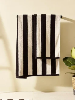 Next Stripe 100% Cotton Towel Black/Natural Clearance