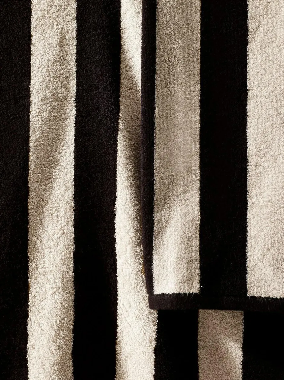 Next Stripe 100% Cotton Towel Black/Natural Clearance