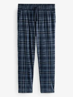 Next Black/Navy Blue Check Jersey 100% Cotton Pyjama Bottoms 2 Pack Online