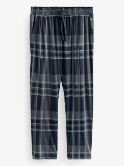 Next Black/Navy Blue Check Jersey 100% Cotton Pyjama Bottoms 2 Pack Online