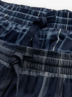 Next Black/Navy Blue Check Jersey 100% Cotton Pyjama Bottoms 2 Pack Online