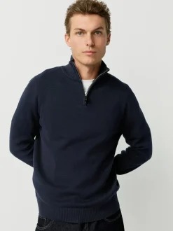 Next N.Premium 100% Cotton Regular Fit Premium Quarter Zip Jumpers 2 Pack Black/Navy Blue Best