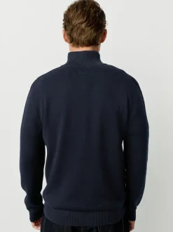 Next N.Premium 100% Cotton Regular Fit Premium Quarter Zip Jumpers 2 Pack Black/Navy Blue Best