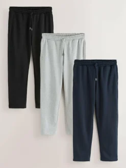Next Brushback Heavyweight 3 Pack Joggers Black/Navy Blue/Grey Marl Outlet