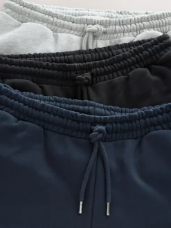 Next Brushback Heavyweight 3 Pack Joggers Black/Navy Blue/Grey Marl Outlet