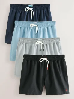 Next Essential Swim Shorts 4 Pack Black/Navy Blue/Light Blue/Grey Online