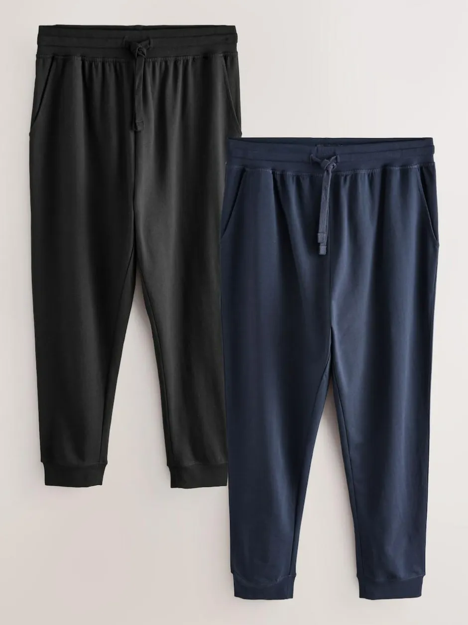 Next Cuffed Loopback Soft Touch 2 Pack Open Joggers Black/Navy Hot