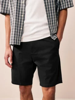 Next Black/Navy/Charcoal Straight Fit Stretch Chinos Shorts 3 Pack Outlet