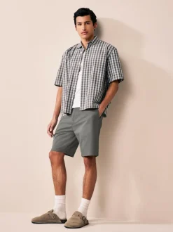 Next Black/Navy/Charcoal Straight Fit Stretch Chinos Shorts 3 Pack Outlet