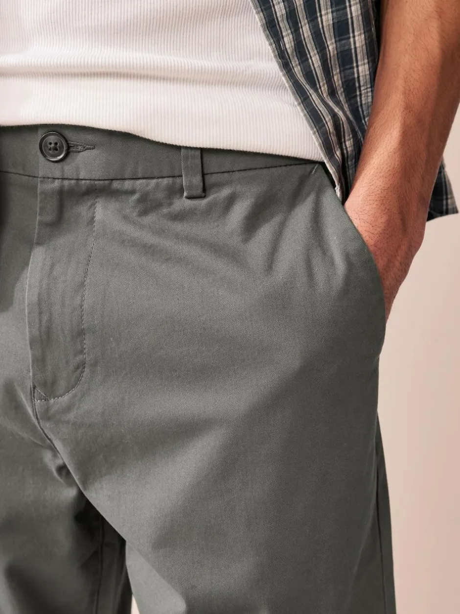 Next Black/Navy/Charcoal Straight Fit Stretch Chinos Shorts 3 Pack Outlet