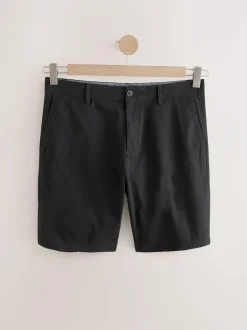 Next Black/Navy/Charcoal Straight Fit Stretch Chinos Shorts 3 Pack Outlet