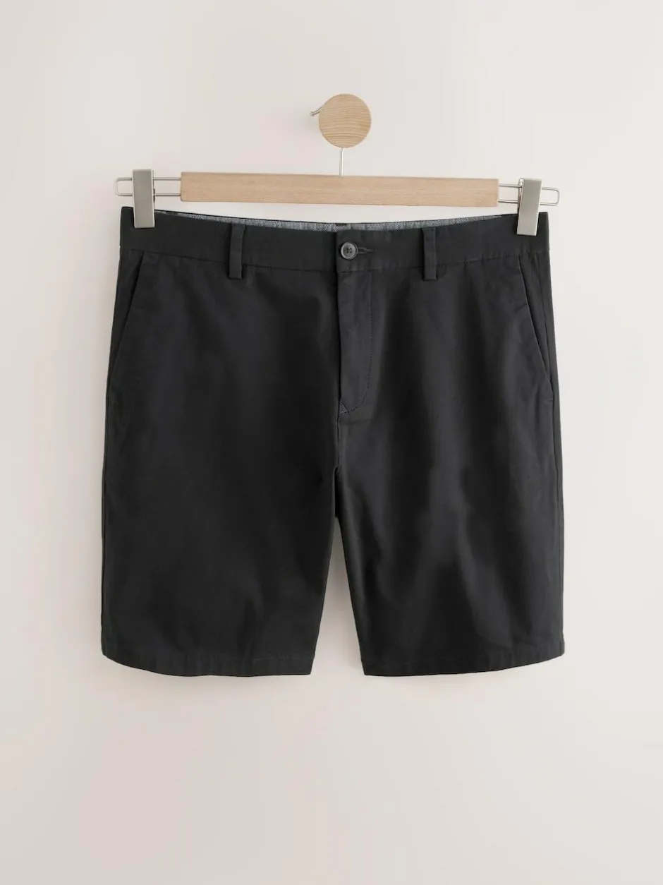 Next Black/Navy/Charcoal Straight Fit Stretch Chinos Shorts 3 Pack Outlet