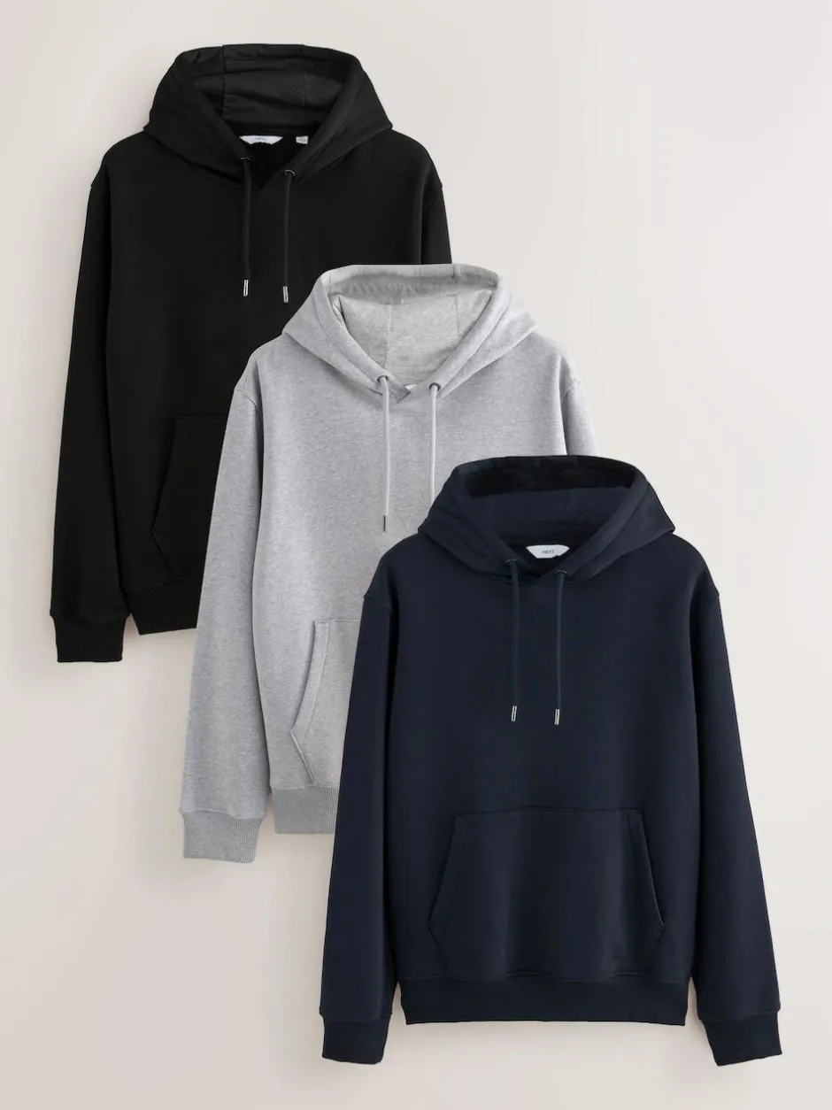 Next Black/Navy/Grey Marl Jersey Hoodies 3 Pack