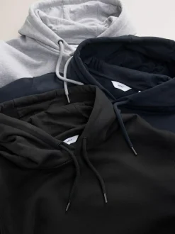 Next Black/Navy/Grey Marl Jersey Hoodies 3 Pack