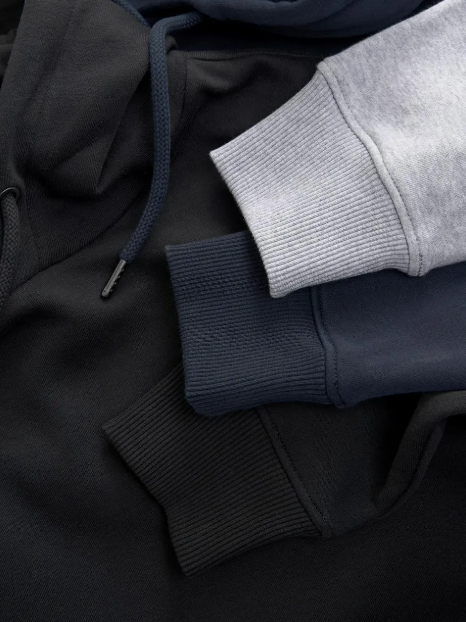 Next Black/Navy/Grey Marl Jersey Hoodies 3 Pack
