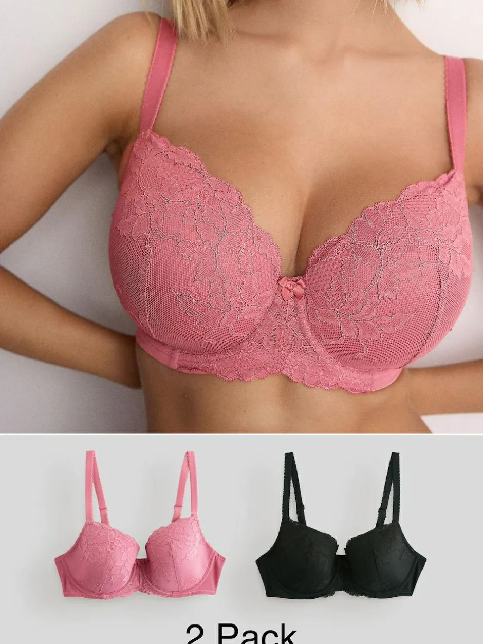 Next Pad Balcony DD+ Lace Bras 2 Pack Black/Pink Online