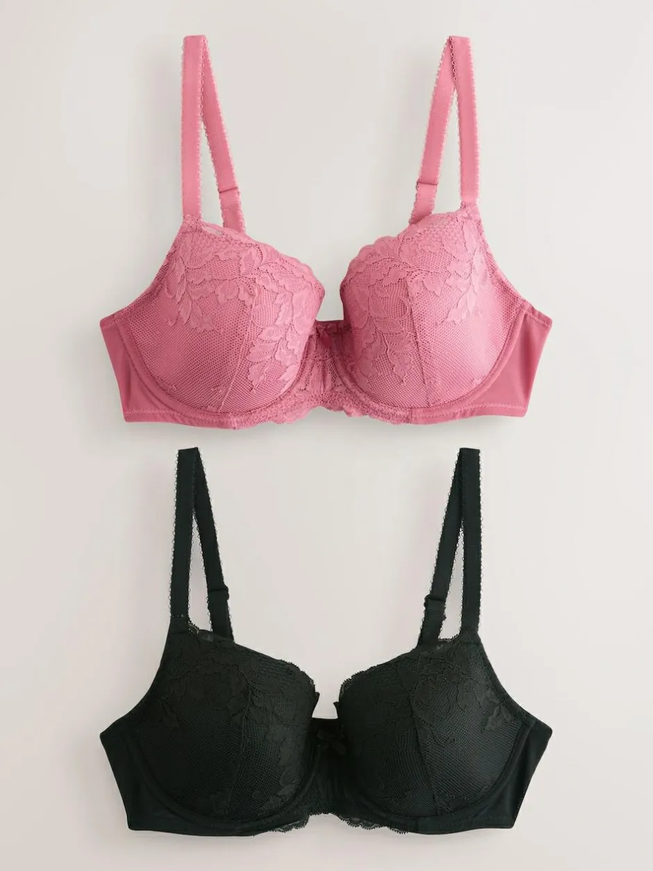 Next Pad Balcony DD+ Lace Bras 2 Pack Black/Pink Online