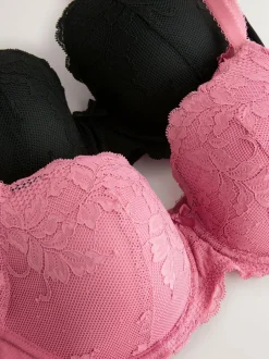 Next Pad Balcony DD+ Lace Bras 2 Pack Black/Pink Online