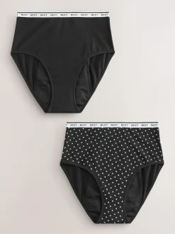 Next Full Brief Heavy Flow Period Knickers 2 Pack Black/Red Heart Clearance