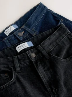 Next Wide Leg Jeans 2 Pack Black/Rinse Blue Hot