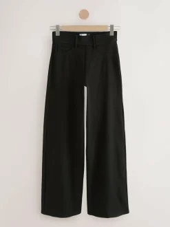 Next Jersey Denim Wide Leg Trousers 2 Pack Black/Sage Green Sale
