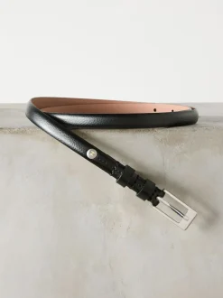 Next N. Premium Skinny Made In Italy Leather Belt Black/Silver Online