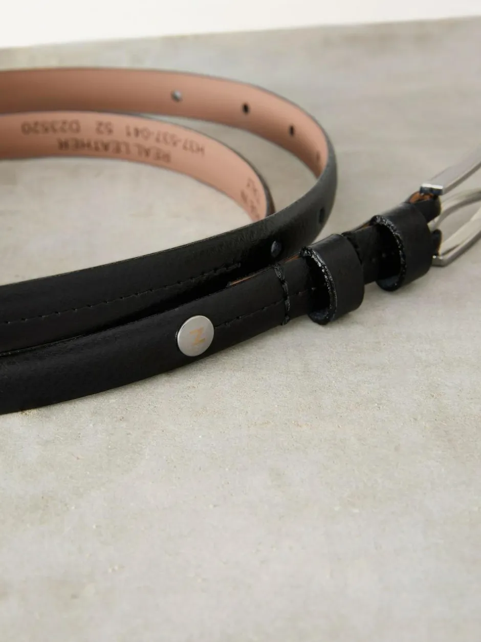 Next N. Premium Skinny Made In Italy Leather Belt Black/Silver Online