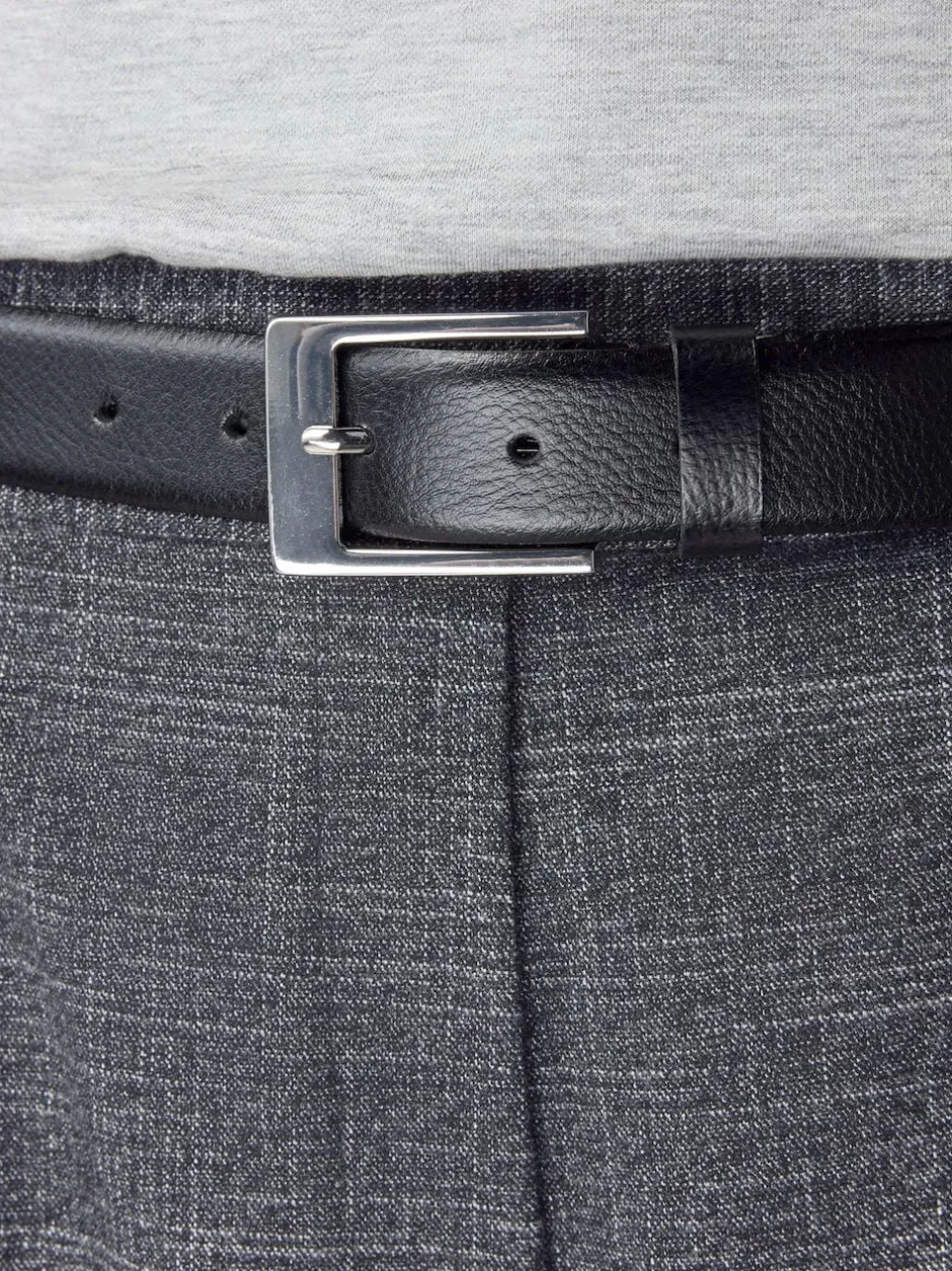 Next N. Premium Made In Italy Leather Belt Black/Silver Tone New