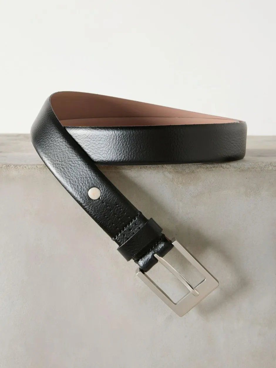 Next N. Premium Made In Italy Leather Belt Black/Silver Tone New