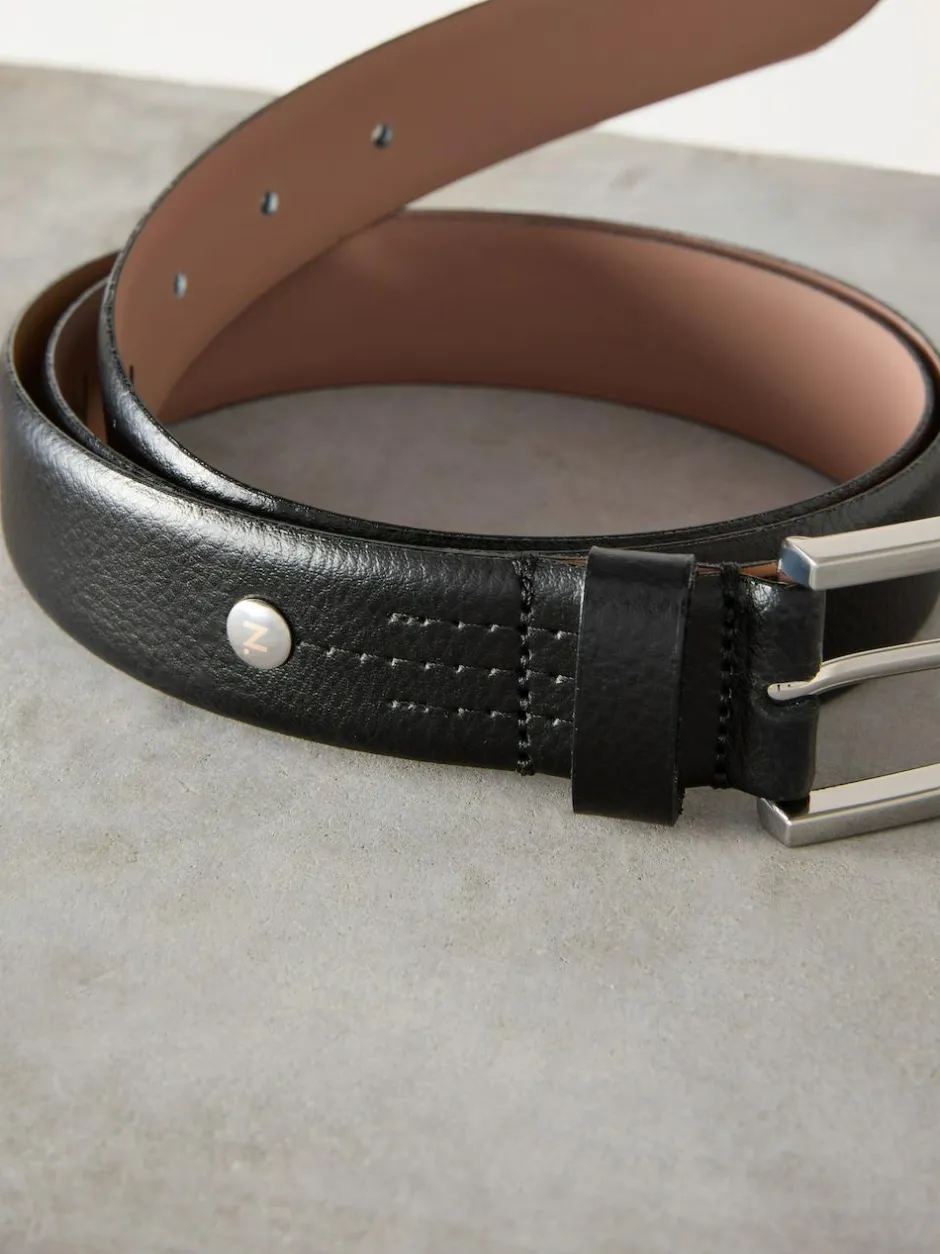 Next N. Premium Made In Italy Leather Belt Black/Silver Tone New