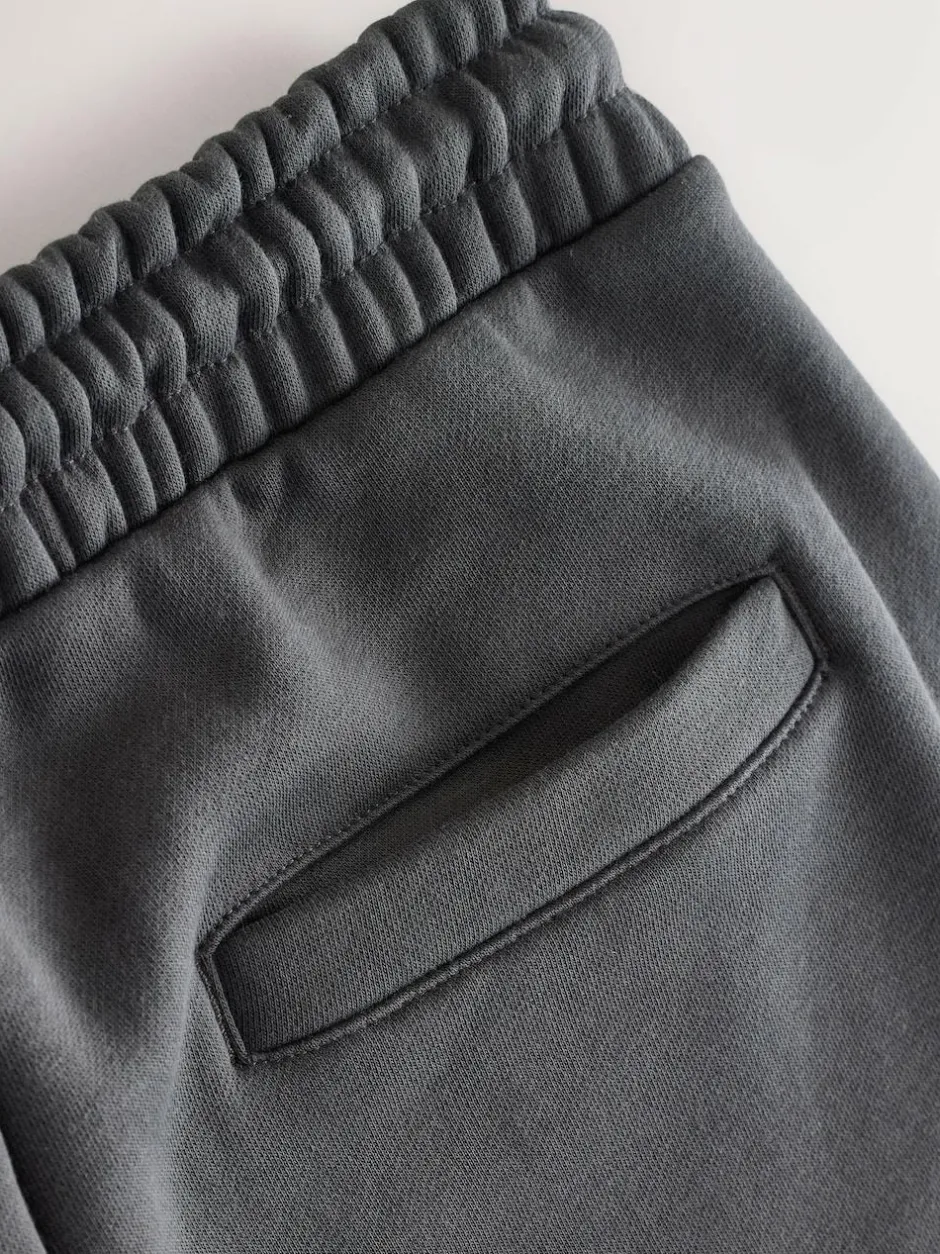 Next Straight Fit Brushback Heavyweight 2 Pack Joggers Black/Slate Grey Best