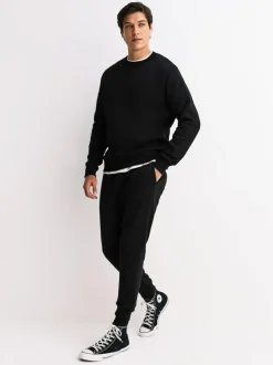 Next Straight Fit Brushback Heavyweight 2 Pack Joggers Black/Slate Grey Best