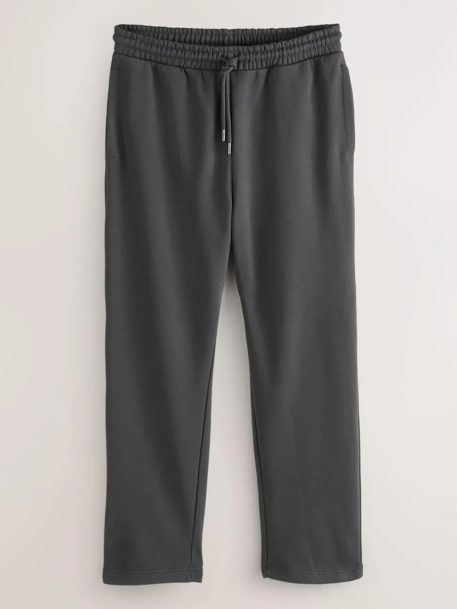 Next Straight Fit Brushback Heavyweight 2 Pack Joggers Black/Slate Grey Best