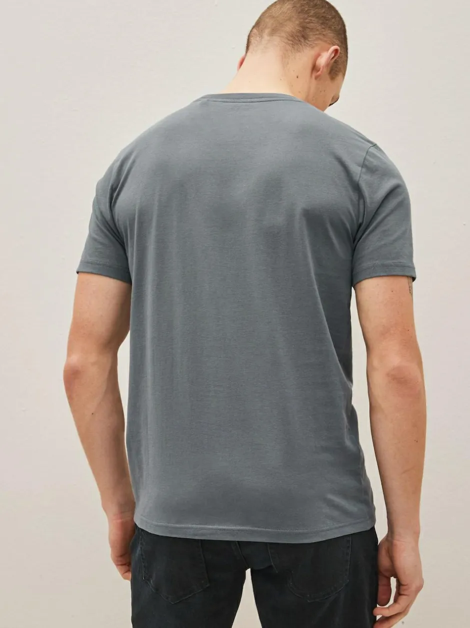 Next Black/Slate/Grey Marl/White/Navy/Blue Slim Fit Essential Cotton T-Shirts 6 Pack Sale