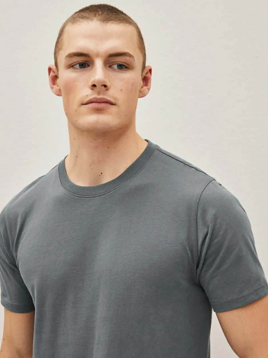 Next Black/Slate/Grey Marl/White/Navy/Blue Slim Fit Essential Cotton T-Shirts 6 Pack Sale
