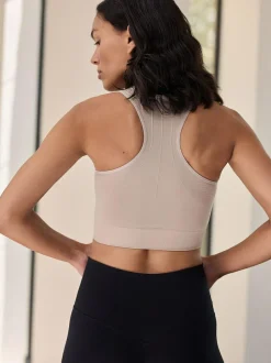 Next Black/Stone Seamless High Neck Medium Impact Sports Bras 2 Pack New