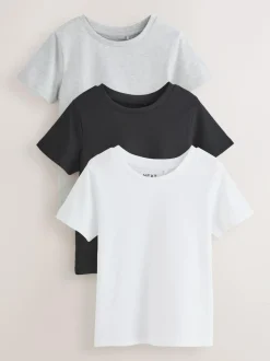 Next 3 Pack T-Shirts (3-16yrs) Black/White Hot