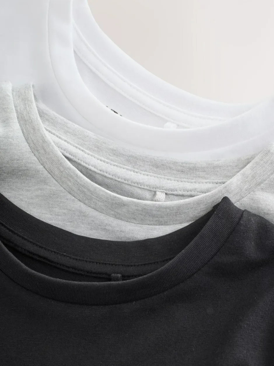 Next 3 Pack T-Shirts (3-16yrs) Black/White Hot