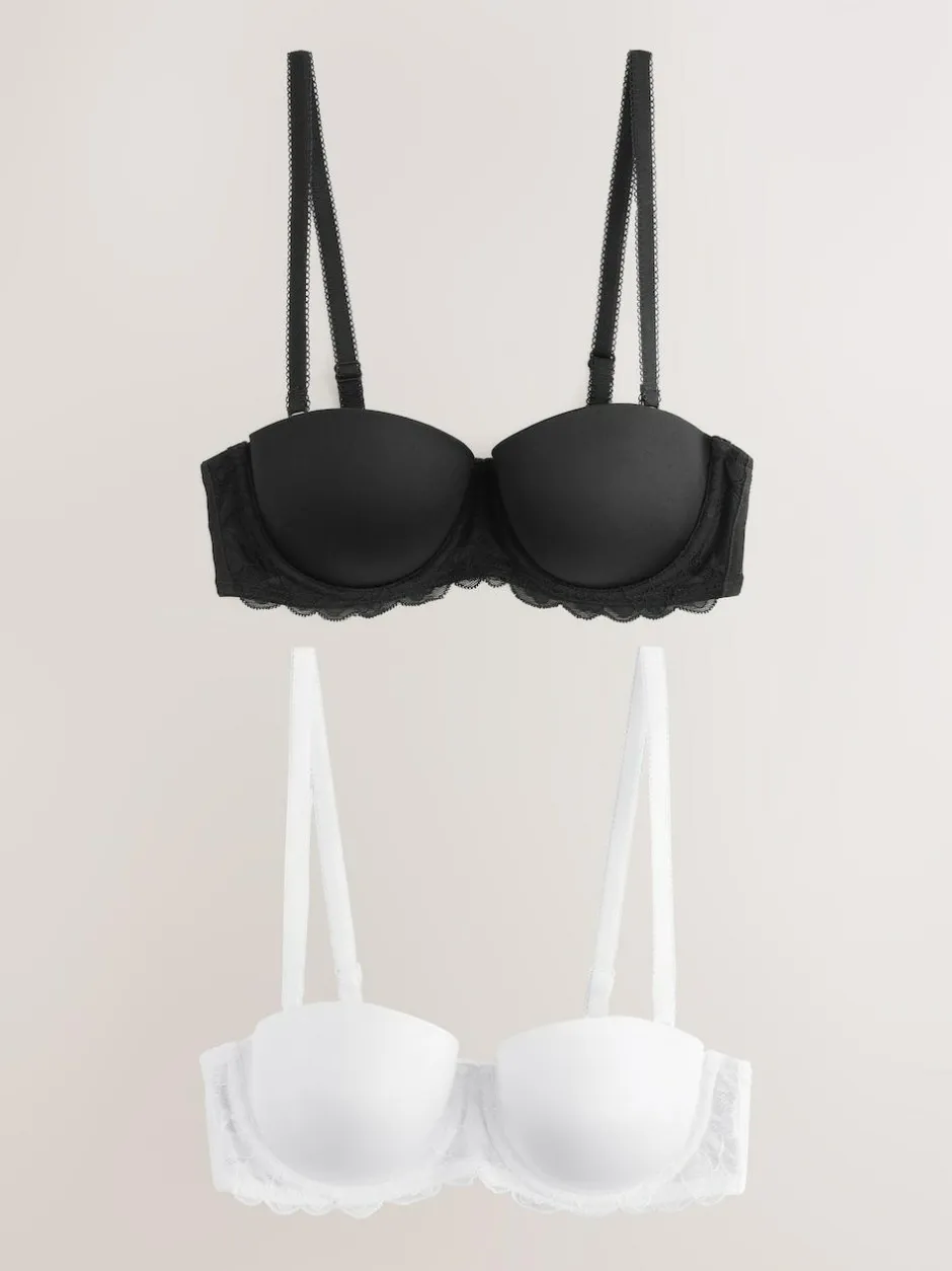 Next A-E Light Pad Strapless Multiway Bras 2 Pack Black/White