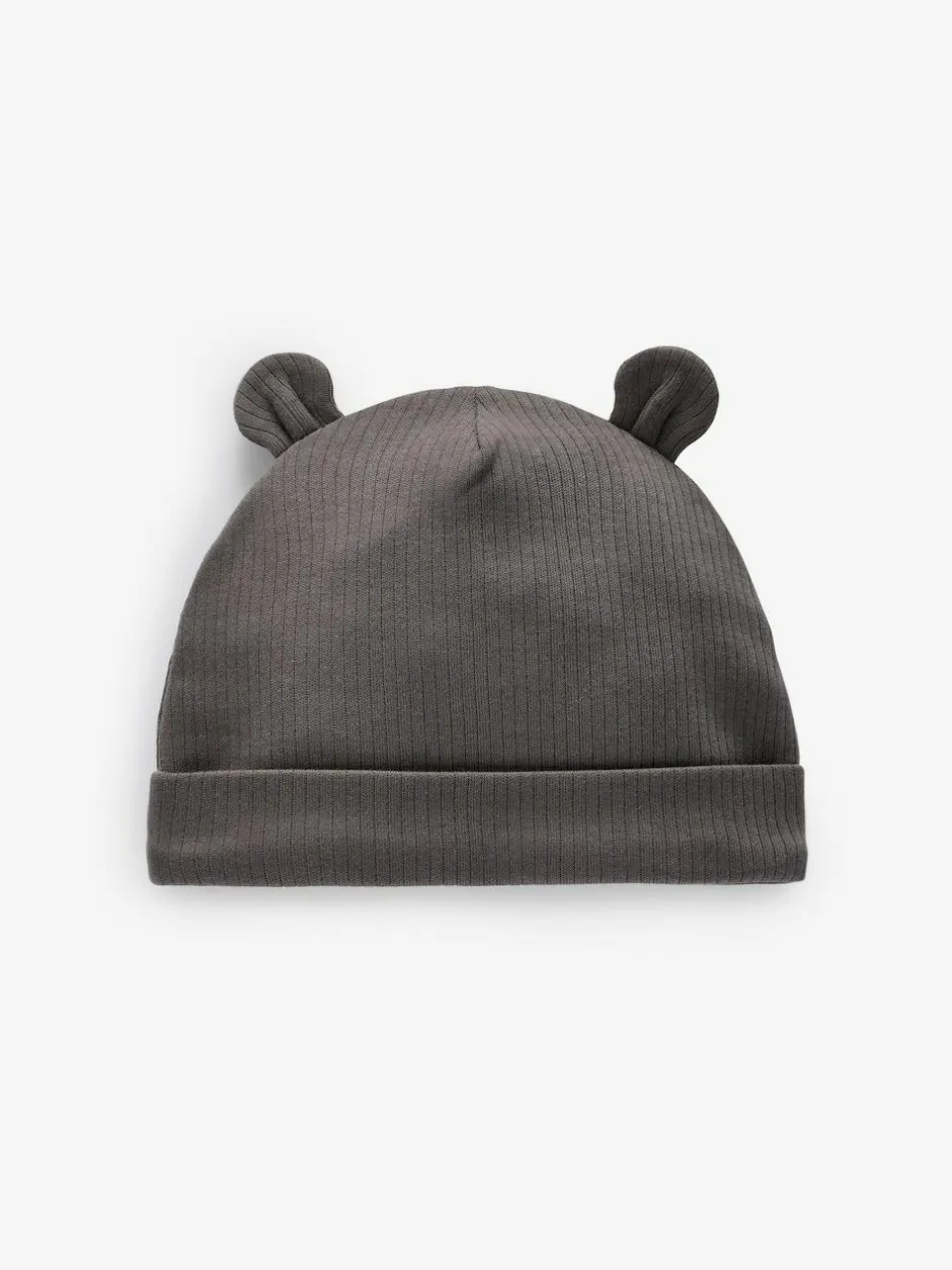 Next Black/White Bear Ear Beanie Baby Hats 3 Pack (0-18mths) Online