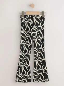 Next Black/White Bow 1 Pack Rib Flare Leggings (3-16yrs) Clearance